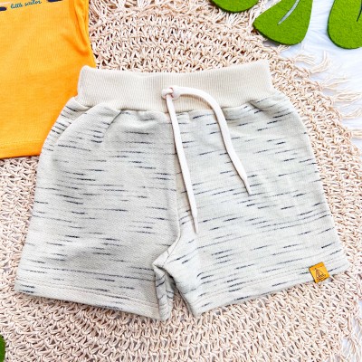 Conj. Camiseta Little Sailor e Bermuda - Laranja e Areia